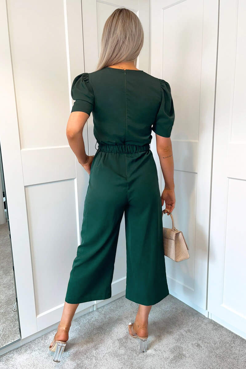 Teal Short Sleeve Belted Jumpsuit