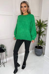 Green Soft Knit Round Neck Long balloon Sleeve Knitted Jumper