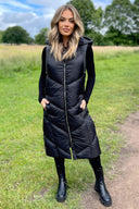 Black Hooded Puffer Gilet