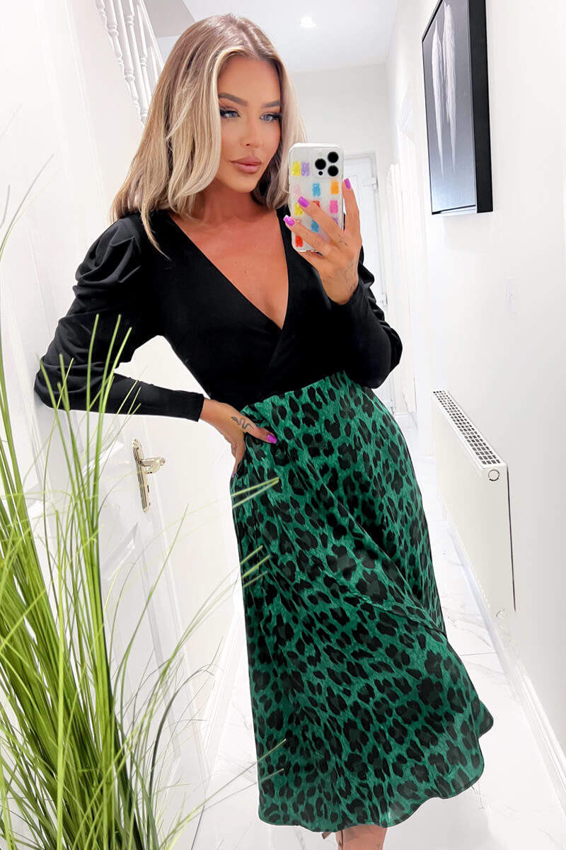 green and black dress Elan Black Green Plaid Button Down Dress main image 0