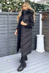 Black Longline Faux Fur Hooded Gilet