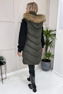 Khaki Faux Fur Hooded Gilet