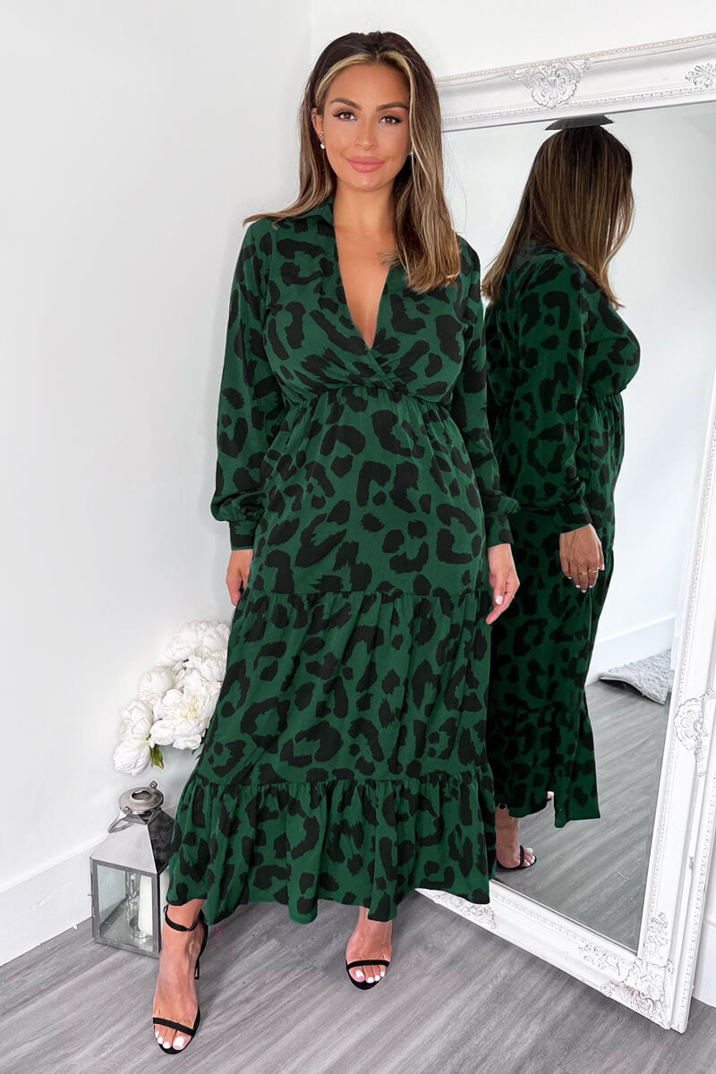 green leopard midi dress Essentiel Antwerp - Green Elisha dress for Women - size M INT