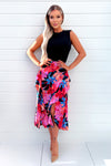 Multi Printed 2 In 1 Double Frill Split Midi Dress