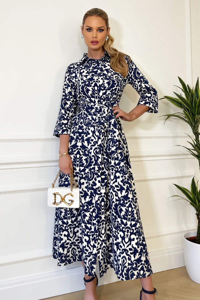Navy and Cream Printed Shirt Dress – AX Paris US Navy and Cream Printed Shirt Dress – AX Paris US