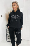 Black Atelier Embroidered Slogan Hoodie Lounge Set