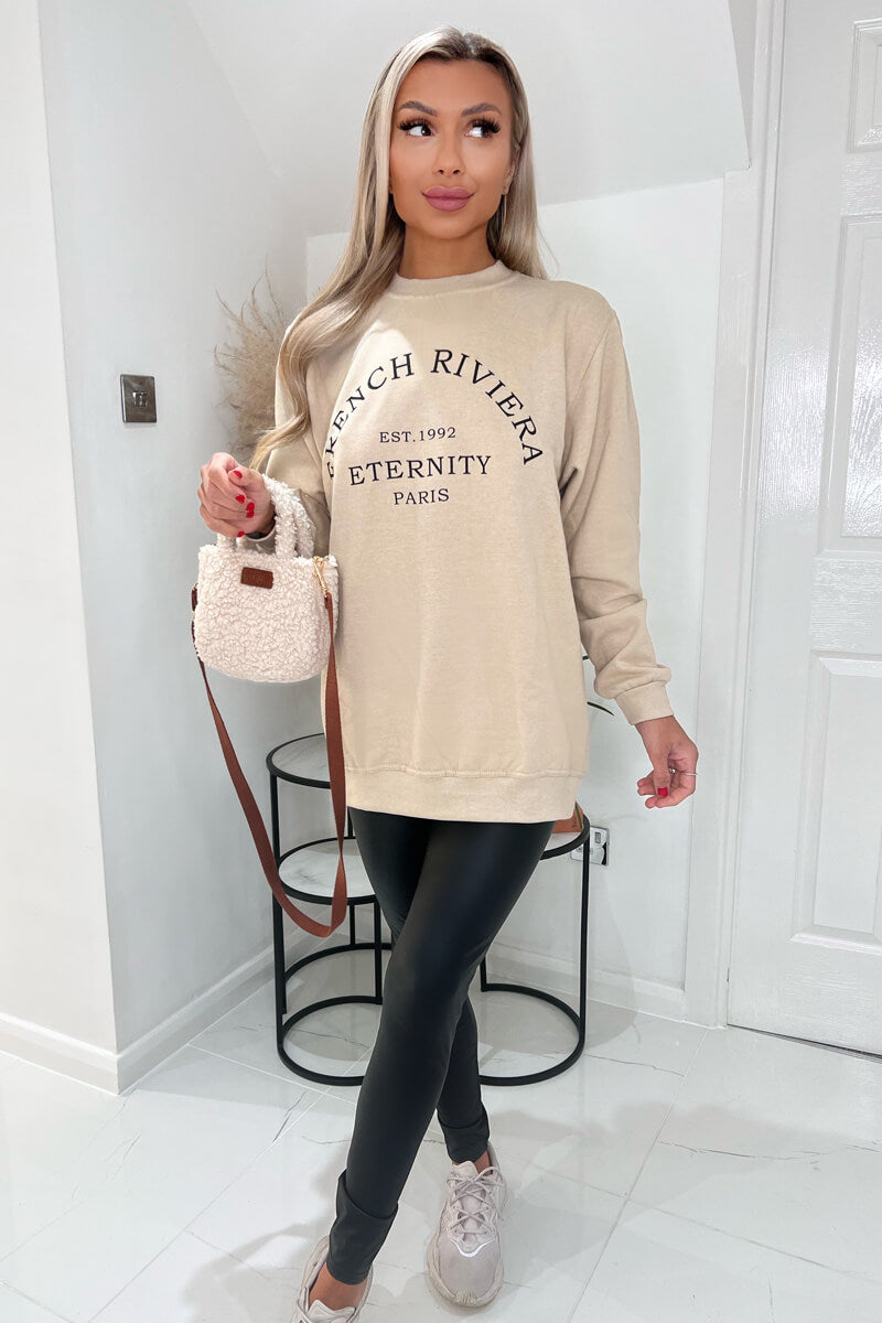 Stone French Riviera Slogan Sweatshirt