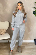 Grey French Riviera Embroidered Slogan Hoodie Lounge Set