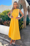 Yellow Cut Out Midi Dress