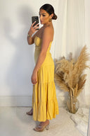 Yellow Strappy Smock Midi Dress