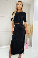 Black Plisse Maxi Skirt