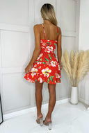 Orange Floral Tiered Mini Dress