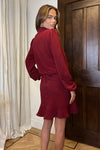 Wine High Neck Long Sleeve Mini Dress