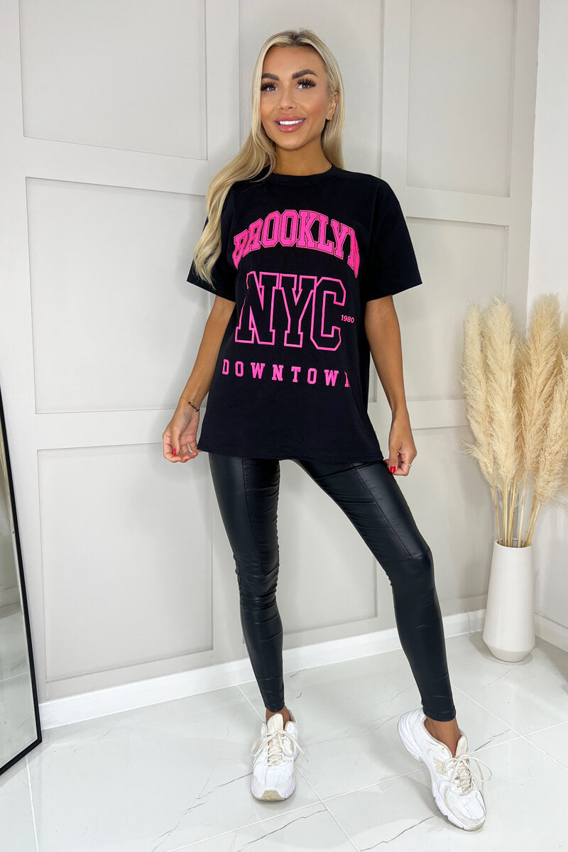 Black Brooklyn Slogan T-Shirt