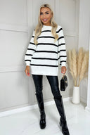 Cream And Black Oversized Stripe Knit Jumper