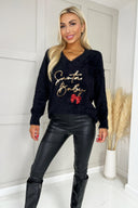 Black Fluffy Santa Baby Sequin Jumper