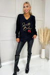 Black Fluffy Santa Baby Sequin Jumper