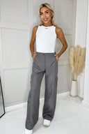 Grey Wide Leg Cargo Pants