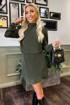 Olive High Neck Long Sleeve Mini Dress