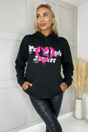 Black Pure Angels Slogan Hoodie