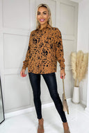 Camel Print Button Front Long Sleeve Shirt