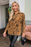 Camel Print Button Front Long Sleeve Shirt