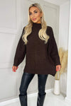 Chocolate Mock Neck Oversized Knit Jumper