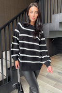 Black And Cream Oversized Stripe Knit Jumper