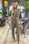 Khaki Straight Leg Trousers