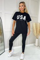 Black USA Slogan T- Shirt