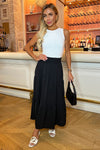 Black Shirred Waist Maxi Skirt