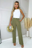 Khaki Straight Leg Trousers