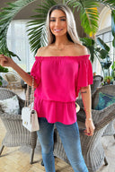 Hot Pink Bardot Top