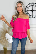 Hot Pink Bardot Top