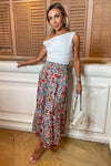 Multi Floral Print Shirred Waist Maxi Skirt