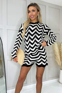 Black And White Zig Zag Crochet Shorts