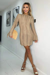 Biscuit Long Sleeve Crochet Mini Dress