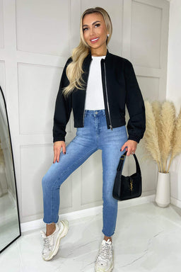 Black Lightweight Cotton Bomber Jacket