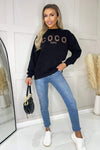 Black Coco Rose Gold Slogan Sweatshirt