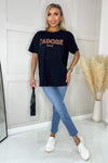 Black J'Adore Rose Gold Slogan T-Shirt