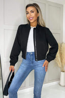 Black Lightweight Cotton Bomber Jacket