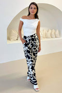 Black And White Abstract Printed Trousers