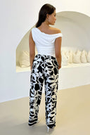 Black And White Abstract Printed Trousers