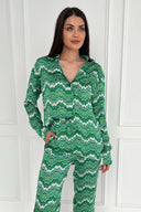 Green Abstract Printed Long Sleeve Shirt