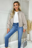 Stone Lightweight Cotton Bomber Jacket