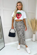 White Glitter Strawberry Print T-Shirt