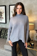 Mid Grey Oversized Mock Neck Jumper