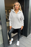 Grey 1/4 Zip Teddy Hoodie