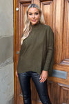 Olive Oversized Mock Neck Jumper