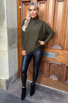 Olive Oversized Mock Neck Jumper